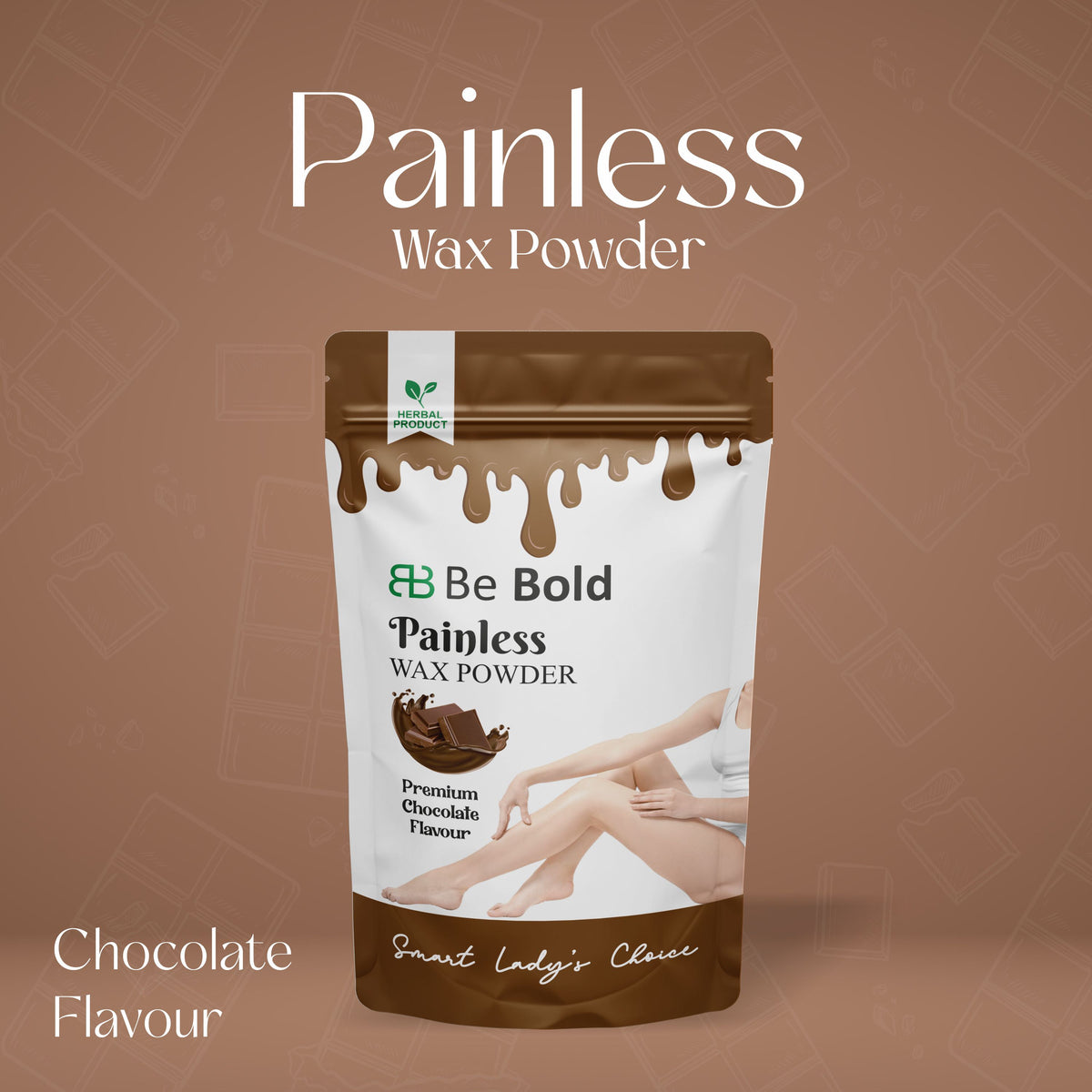 Be Bold Painless Wax Powder – Men Wax – Chocolate Flavour Herbal Hair Removal Powder | Gentle & Skin-Friendly | (100gm)